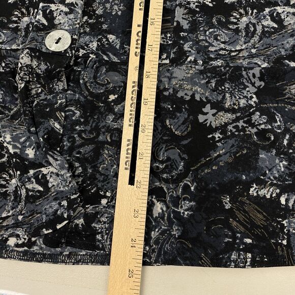 Chicos Travelers Shacket Top Size 1 Small Medium Blue Silver Metallic Paisley - Picture 8 of 12